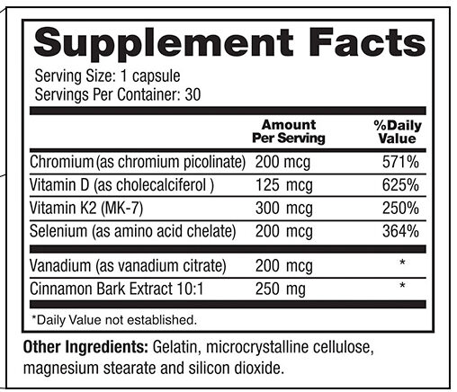 CinnaChroma Supplement facts