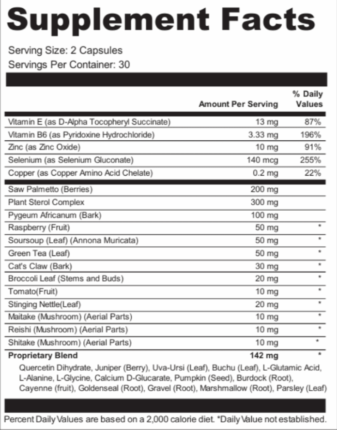 Prostafense supplementfact